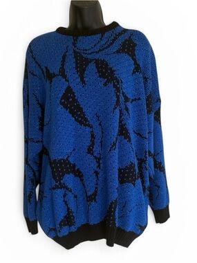 Vintage 90's Blue and Black Patterned Sweater Size 20W